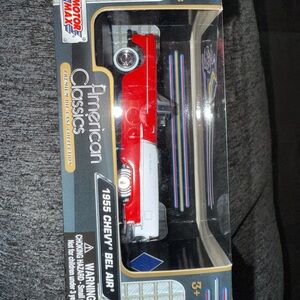 Red and White 1955 Chevy Bel Air Toy Car